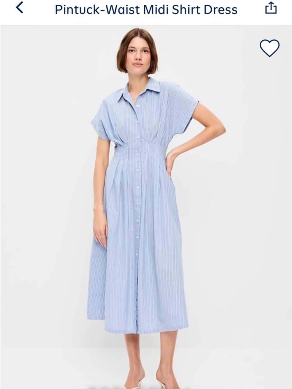 Old Navy Light Blue Striped Midi Shirt Dress